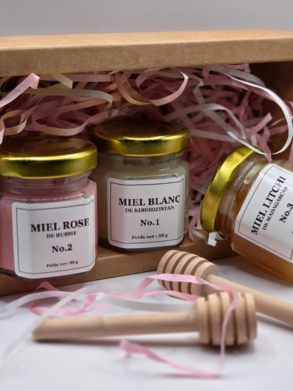 Coffret Découverte – 3 miels artisanaux de 50 g