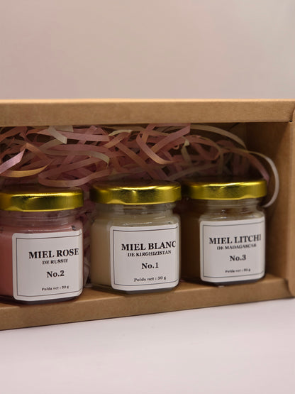 Coffret Découverte – 3 miels artisanaux de 50 g